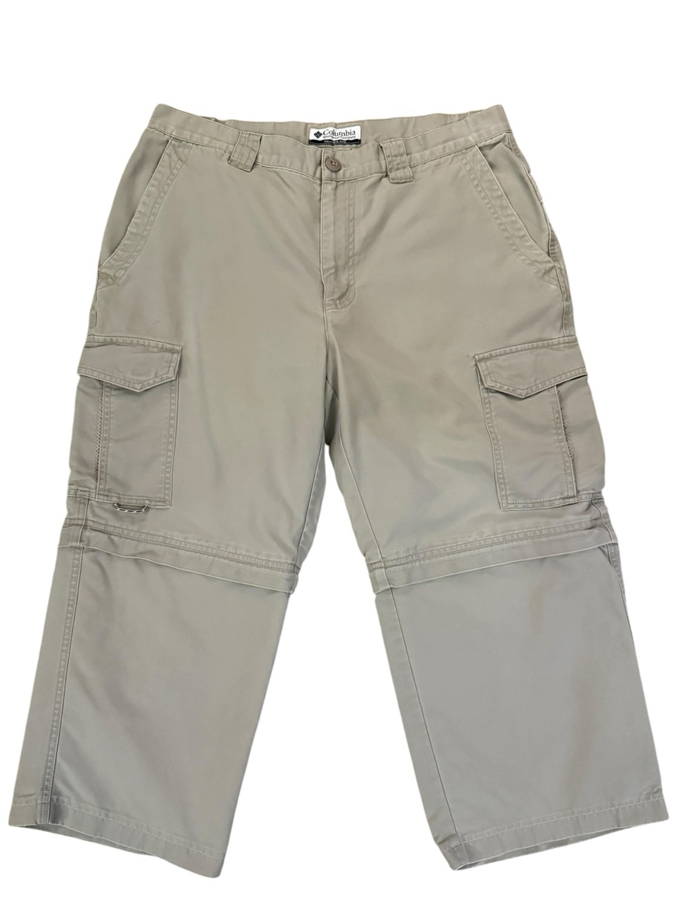 Vintage Y2K Columbia Cropped Convertible Cargo Pants 32 Zip-Off Shorts Tan